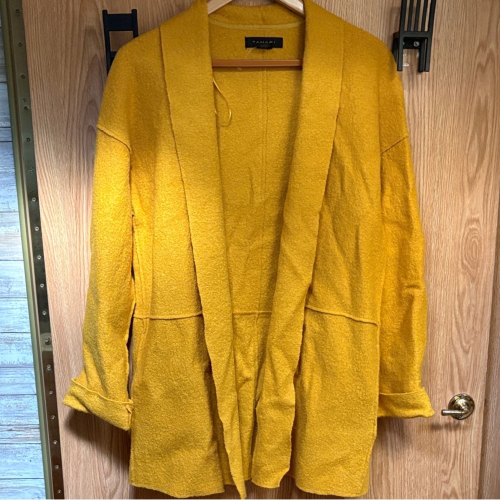 Tahari Mustard Open Cardigan